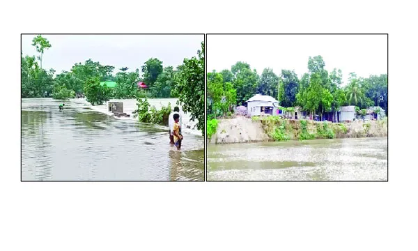 বন্যার পাশাপাশি ভয়াবহ ভাঙন