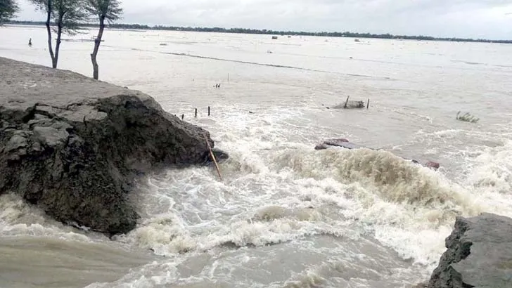 উপকূলে ফের ভাঙছে বেড়িবাঁধ