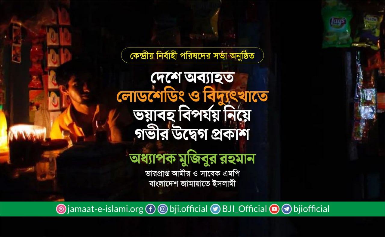 দেশে অব্যাহত লোডশেডিং ও বিদ্যুৎখাতে ভয়াবহ বিপর্যয় নিয়ে গভীর উদ্বেগ প্রকাশ