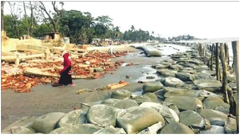 ভাঙা বেড়িবাঁধ উপকূলে আতঙ্ক