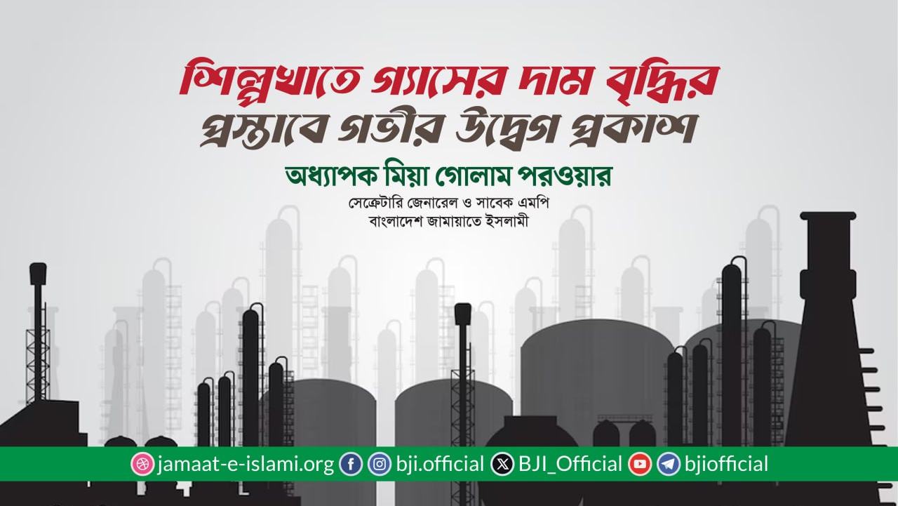 শিল্পখাতে গ্যাসের দাম বৃদ্ধির প্রস্তাবে গভীর উদ্বেগ প্রকাশ- অধ্যাপক মিয়া গোলাম পরওয়ার