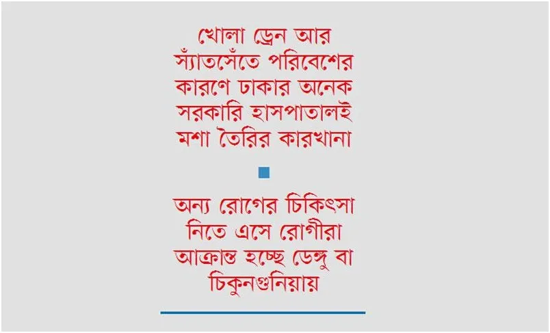 হাসপাতালে ডেঙ্গু ও চিকুনগুনিয়ার ঝুঁকি