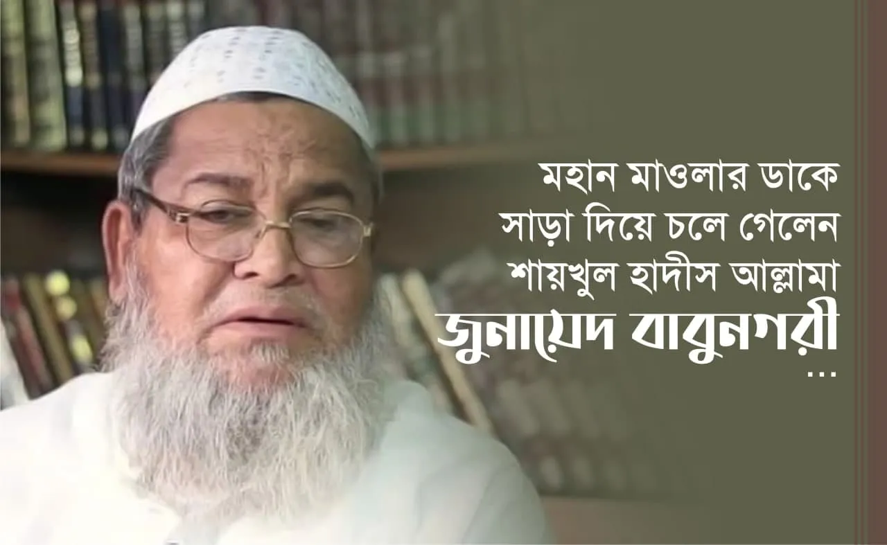 মহান মাওলার ডাকে সাড়া দিয়ে চলে গেলেন শায়খুল হাদীস আল্লামা জুনায়েদ বাবুনগরী...