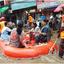 রাস্তায় লাইফবোটে ‘পানি পার’ করছে ফায়ার সার্ভিস
