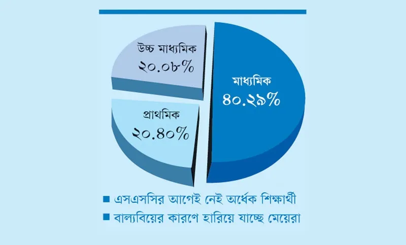 মাধ্যমিকে ৪০% শিক্ষার্থীই ঝরে পড়ে